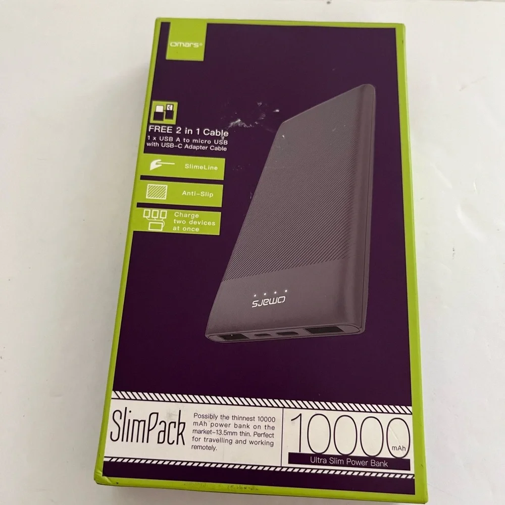 Omars Power Bank 10000mAh USB C Battery Pack Slimline Portable Charger